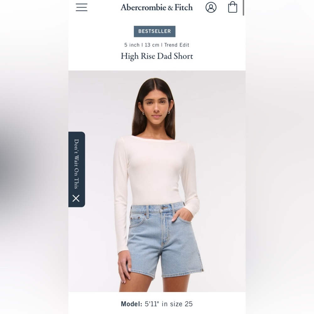 LIKE NEW - Abercrombie & Fitch High Rise Dad Short - 32/14